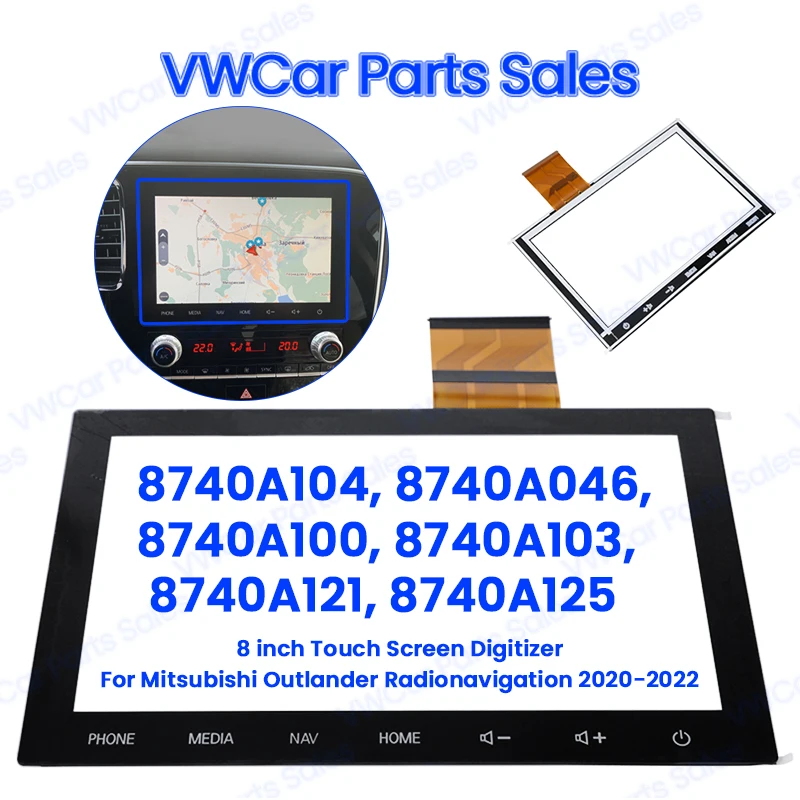 8-calowy ekran dotykowy Digitizer dla 2020 2021 MITSUBISHI Outlander MK3 SAT NAV Radio odtwarzacz DVD nawigacja GPS 8740A098 8740A103