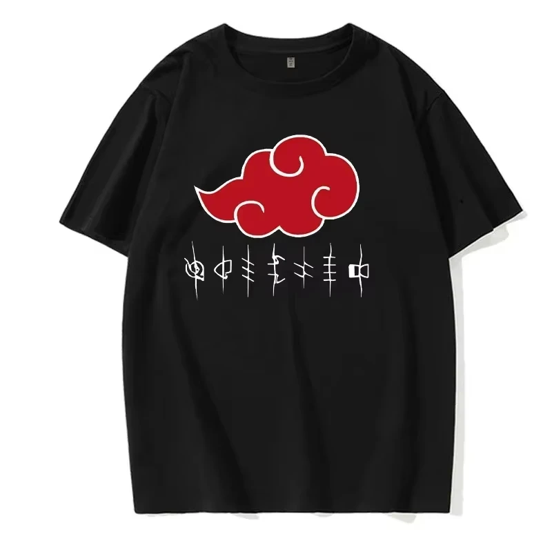 2026 Neues Sommer Unisex T-Shirt mit Akatsuki-Wolkenmuster Bedruckt Lässige Mode Bequeme Straßenkleidung Hip-Hop Oberteil