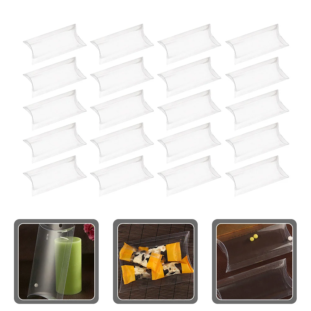 

20 Pcs Wedding Decor Party Favor Boxes PVC Pillow Shape Candy Transparent for Chocolates