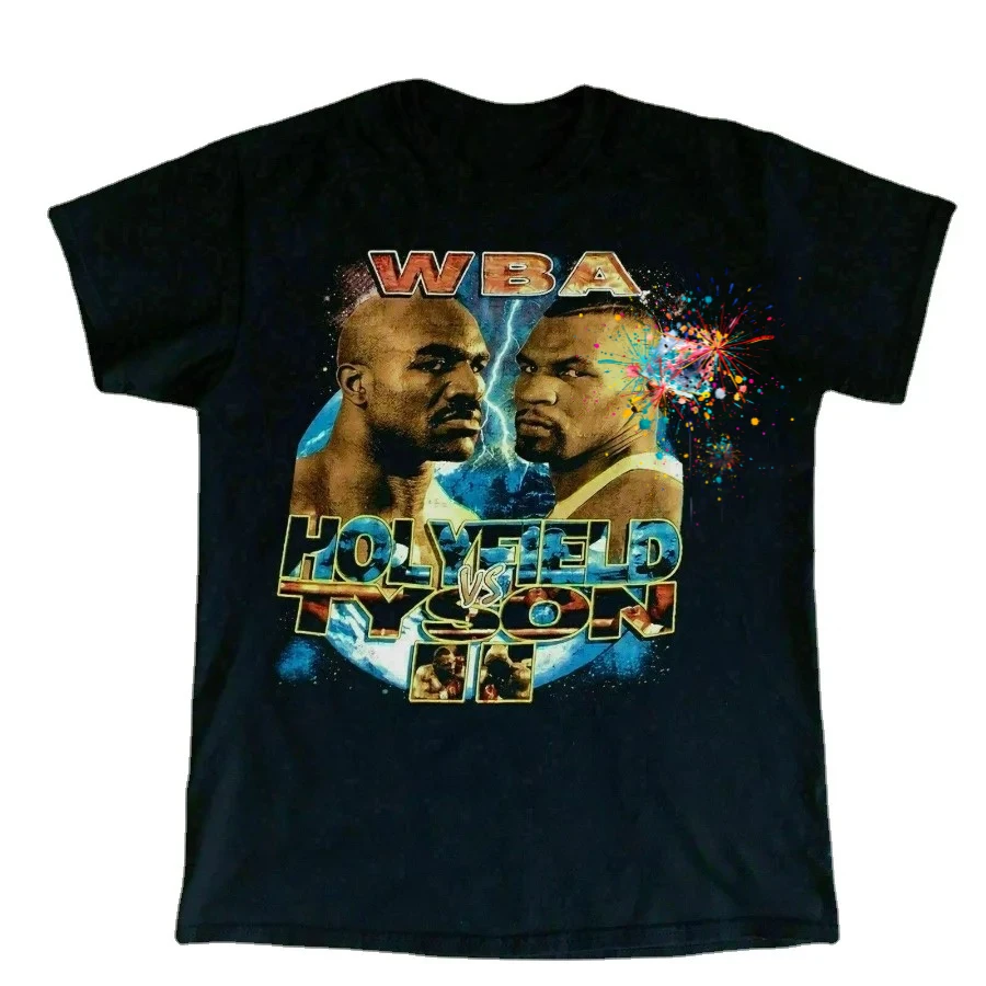 Vintage Rare Mike Tyson Evander Holyfield T-Shirt Men's Cotton O-Neck Short Sleeve T Shirt New Size S-3XL