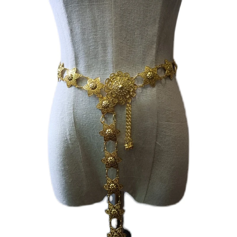 

Thai Style Metal Waist Chain Vintage Belt for Women Traditional Dress Accessory for Malaysian Cultural Outfits Fashion