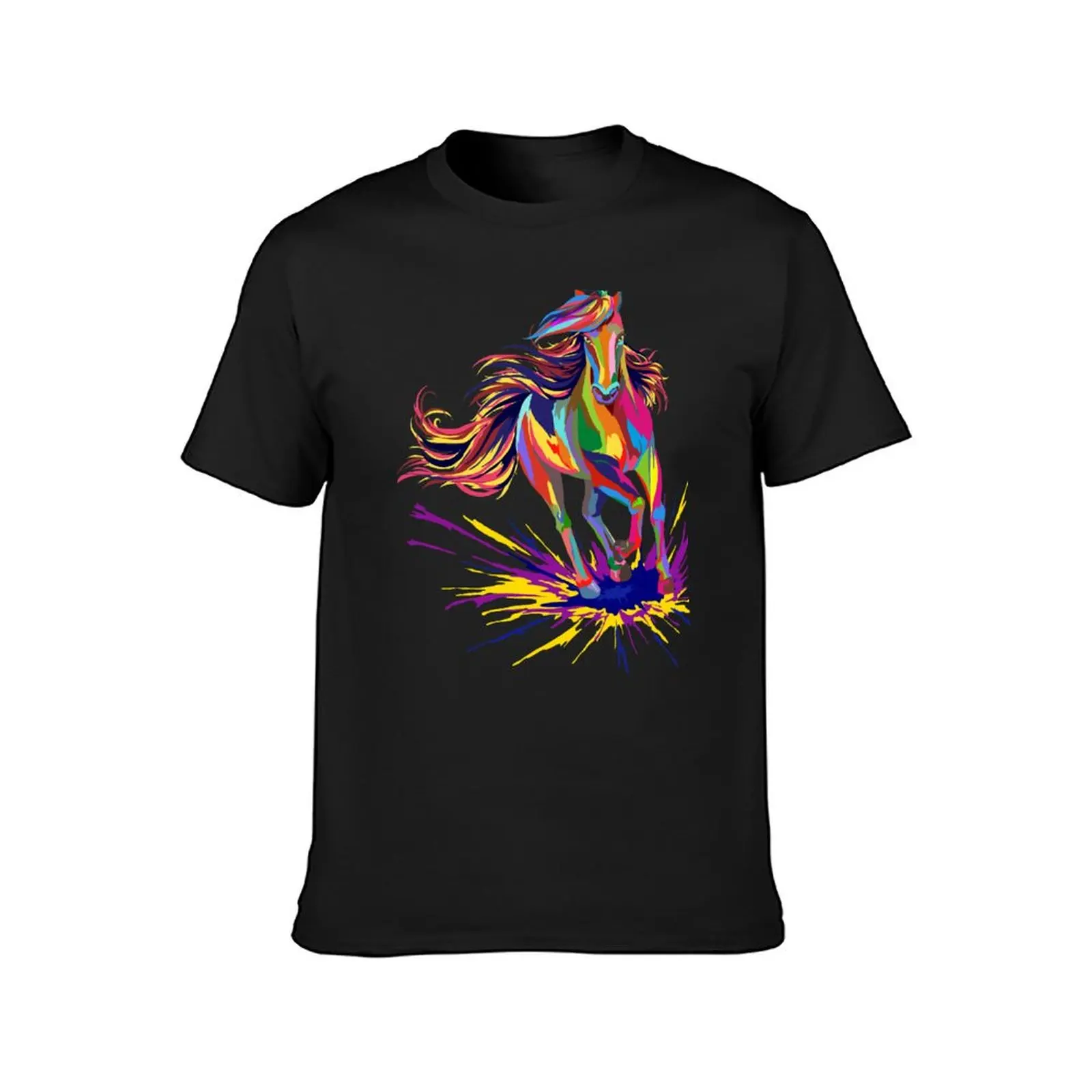 Horse Watercolor Print Shirt Horse Riding Racing Gifts T-shirt for Horse Lovers T-Shirt plus size tops designer t shirt men