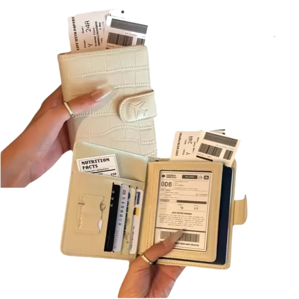 Funda de Pasaporte de Cuero PU para Hombre y Mujer, Organizador, Protector de Tarjetas, Portadocumentos, Estuche de Viaje Moderno