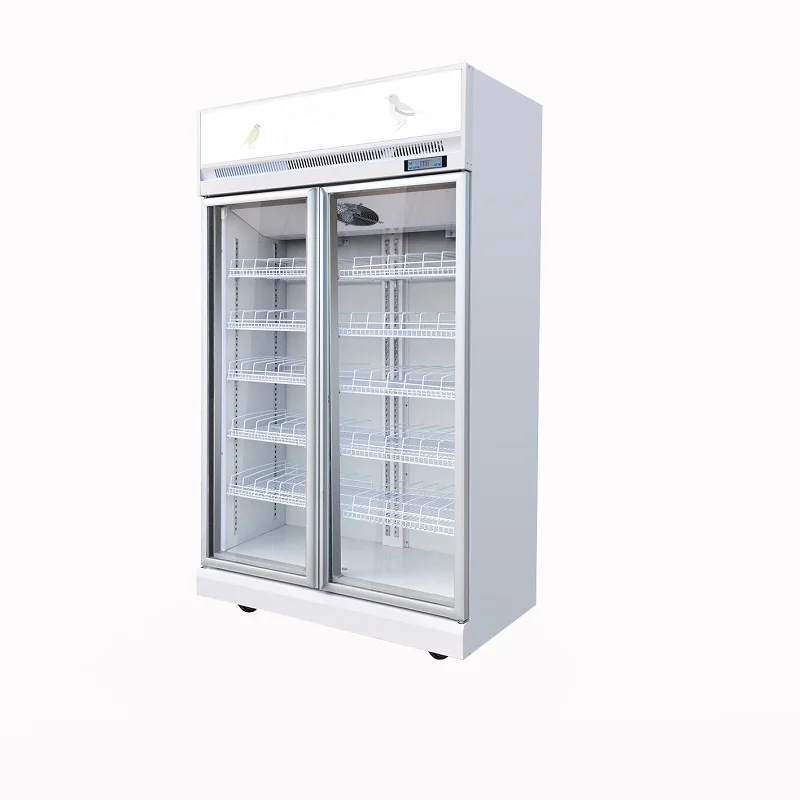 Commercial Two Glass Door Display Chiller Water Milk Wine Bottle Cooler Bottle Chiller