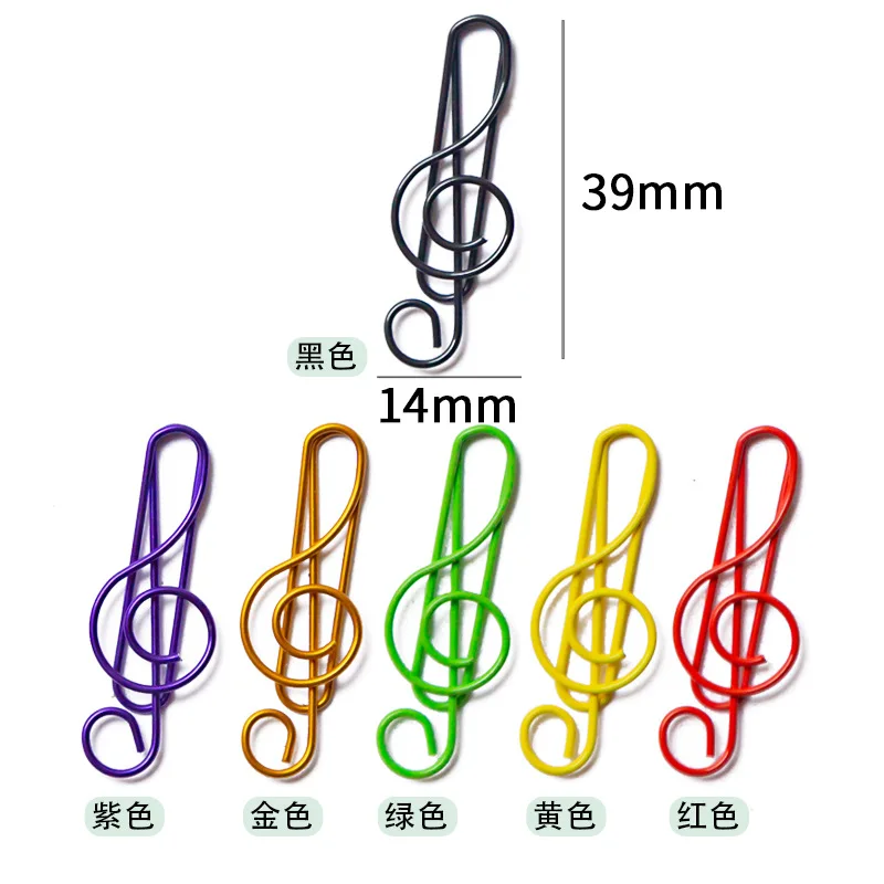 20/50/100PCS Music Paper Clip Metal Office Cute Binder Kawaii Stationery Clip Paper Clips Cute Decorative PaperClip Stationery