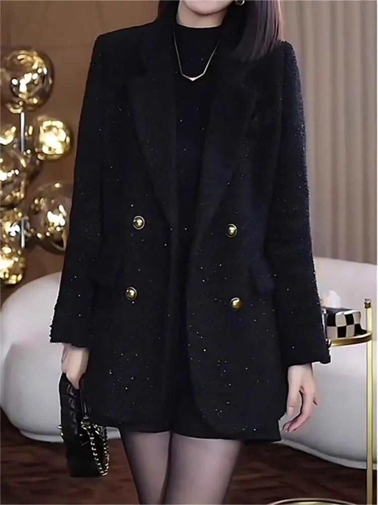 Ele Bla Abito casual con risvolto da donna Faionable plus Size Primavera Autunno Nuovo Sle Produzione cinese Cappotto lungo Sve ort