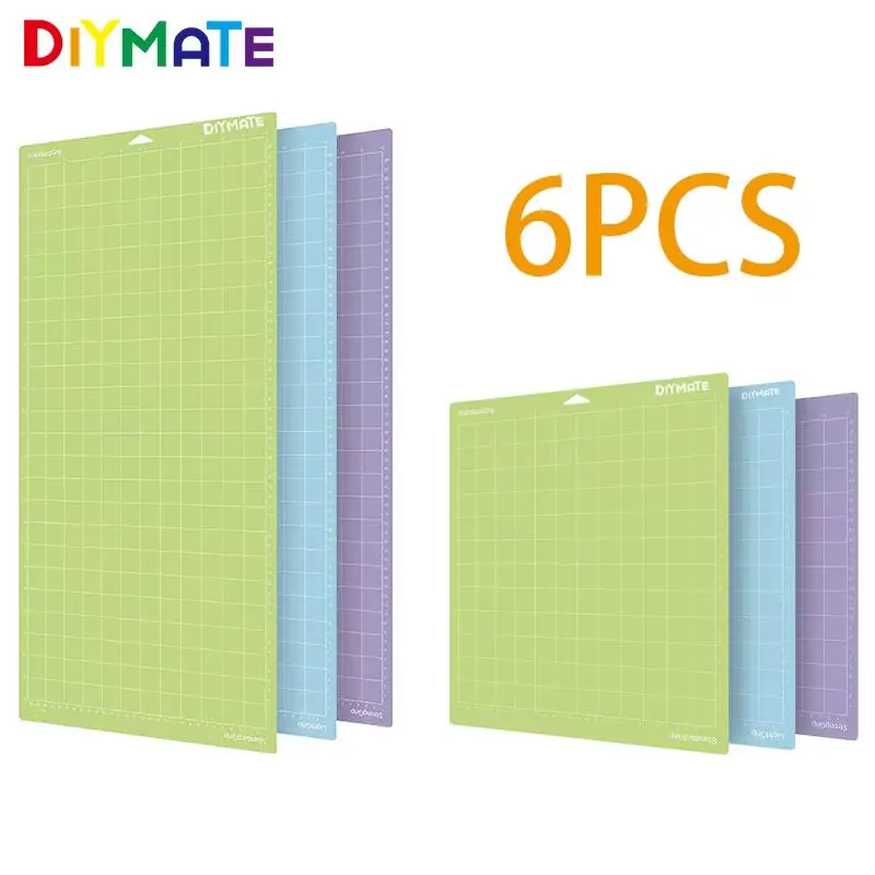 6 шт./лот, разноцветные коврики для гравировального станка, базовая пластина, режущие коврики для Cricut/Cameo 4 с клейкими ковриками для резки ПВХ