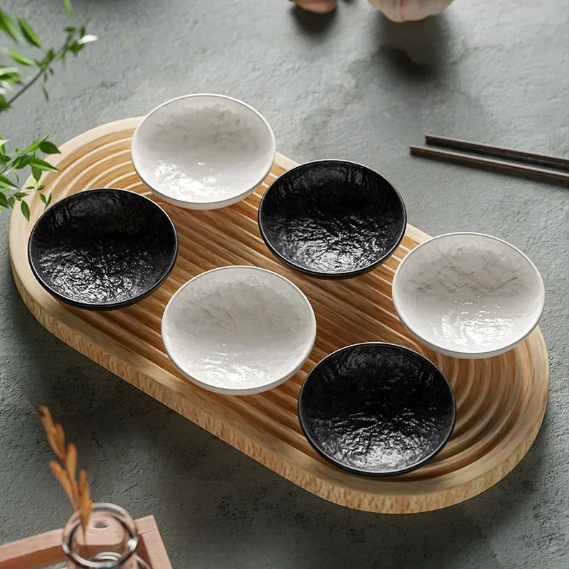 

Creative Stone Square Sauce Dish Home Seasoning Dish Black and White Ceramic Dip Dish Special Vinegar Bowl for Hotel Restaurant.