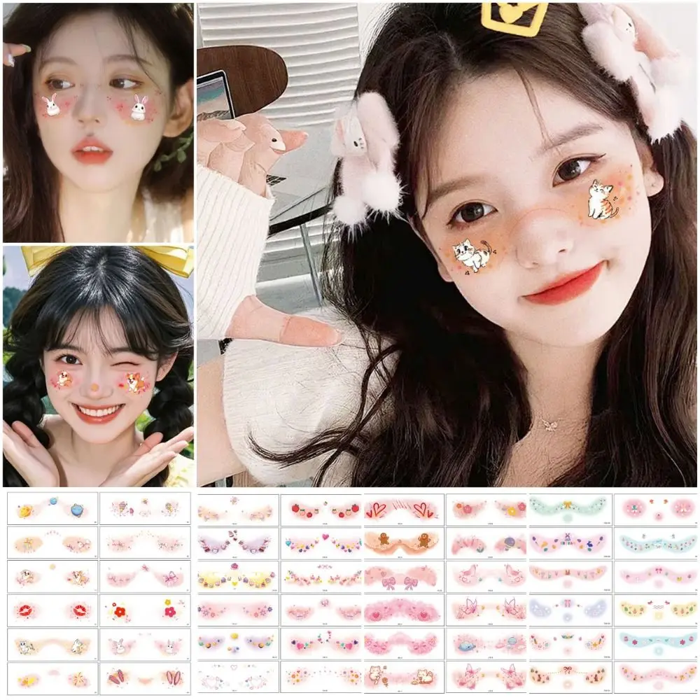 12PCS Temporäre Glitter Gesicht Tattoo Mehrfarbige Mode Stile Gesicht Make-Up Patches Make-Up Zubehör Pulver Rouge Aufkleber