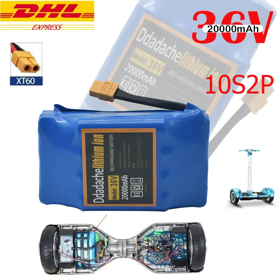Polen Lager 36V 12Ah 10S2P Lithium-Ionen-Akku-Pack BMS-geschützt Wiederaufladbarer Ersatzakku für Hoverboard Elektroroller Einrad CE-zertifiziert