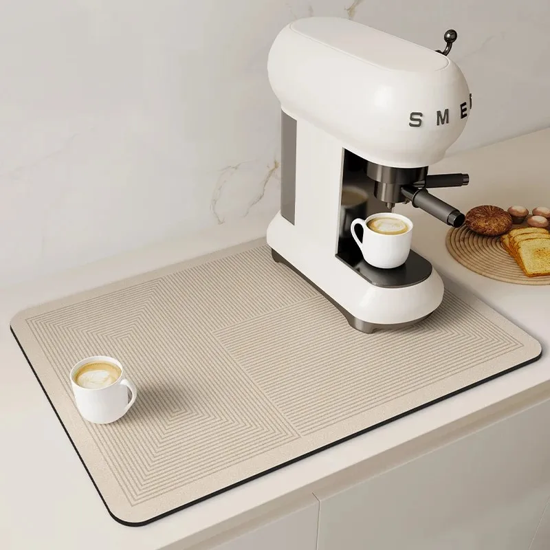 VIKAMA Coffee Maker Mat / Drain Mat / Quick-Drying Dish Mat / Absorbent Dish Draining Mat / Kitchen Dish Mat / Floor Mat