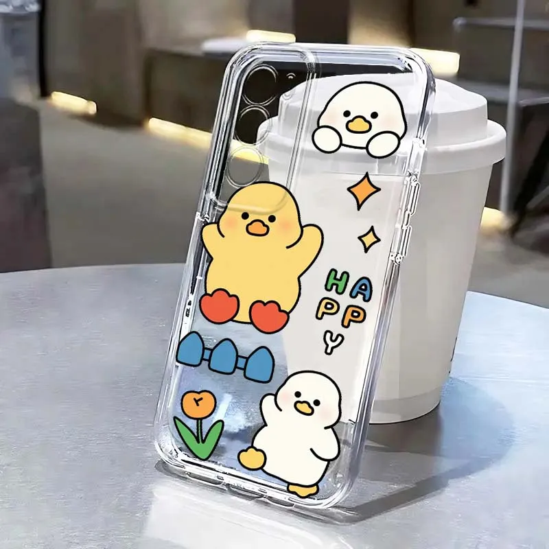 Duck Cartoon Cute Anime Art Case For OPPO A11 A16 A55 A56 A57 A72 A52 A73 A74 A54 A76 A78 Find X5 X6 X7 Ultra Pro 5G Transparent