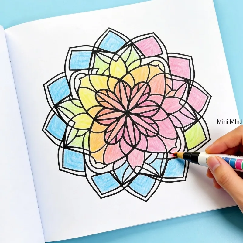 A Mandala Lotus Meditation Coloring Picture Book, Flower Symmetrical Line Manuscript Coloring Picture Book, 36 Different Pattern