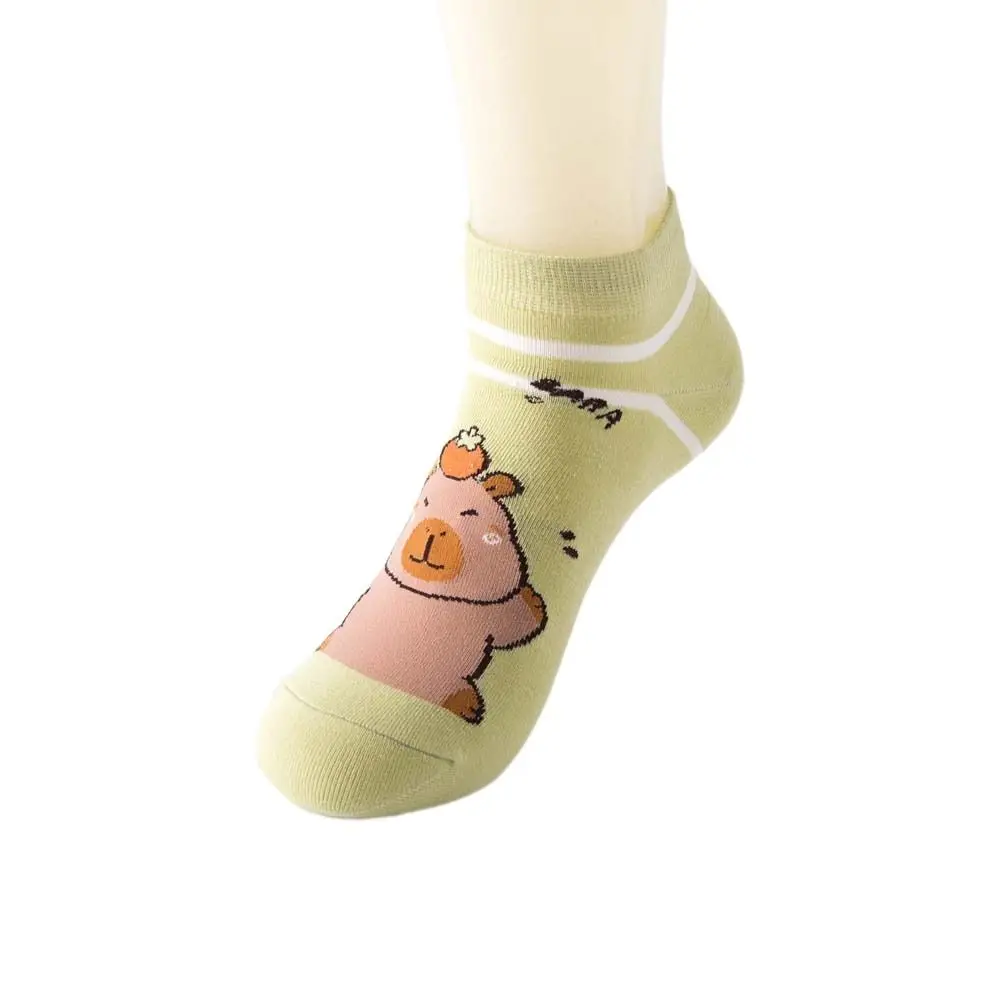 Novelty Anime Capybara Socks Letter Cotton Short Ankle Socks Patchwork Low Tube Socks for Women Student