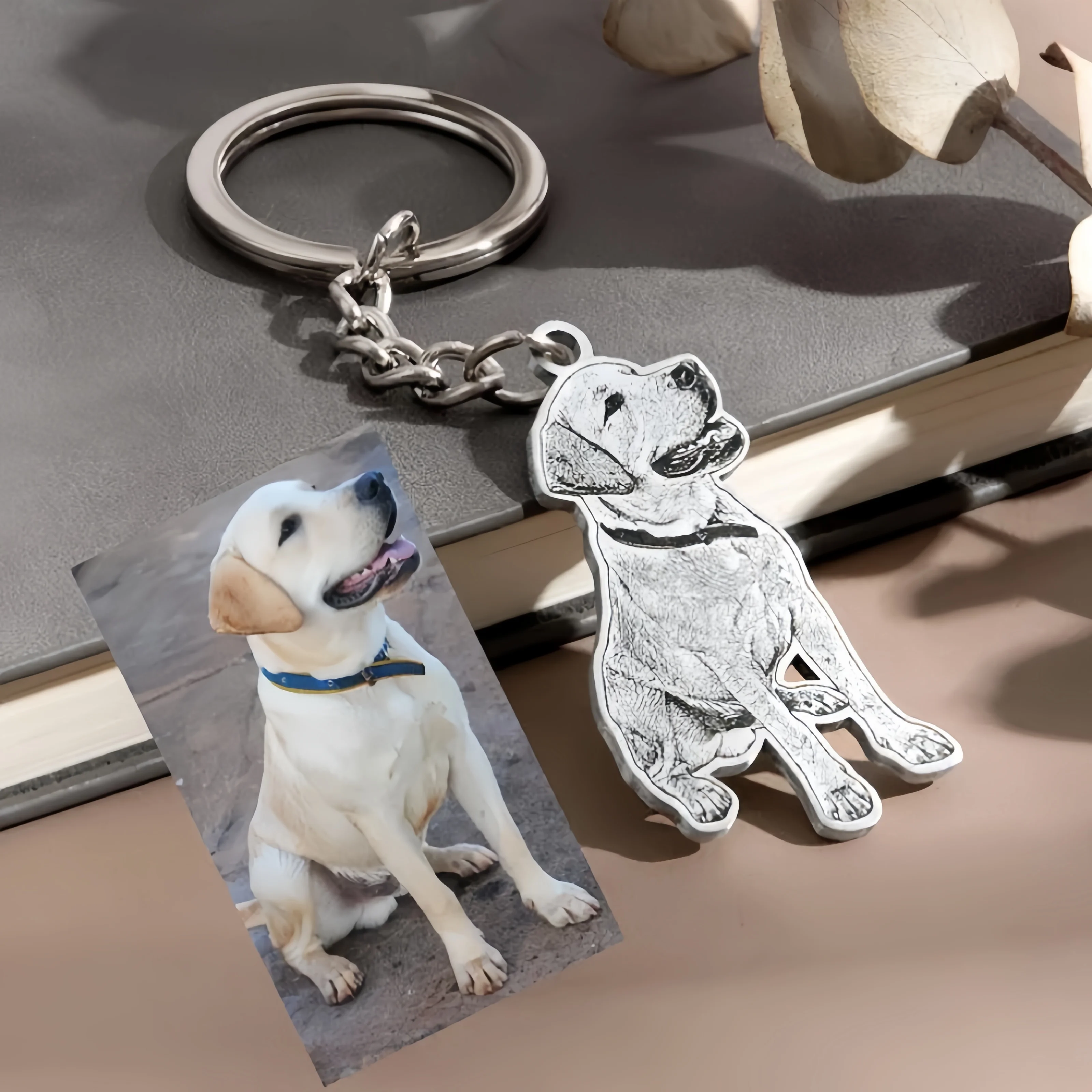 

Personalized Custom Pet Portrait Keychain Cute Pet Photo Stainless Steel For Women Man Customization Keychain Gifts
