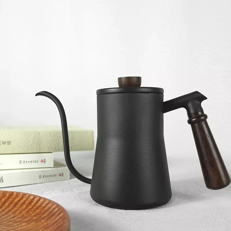 550ml Stainless Steel Gooseneck Pour Over Kettle drip coffee Pot handheld with Solid wood Handle