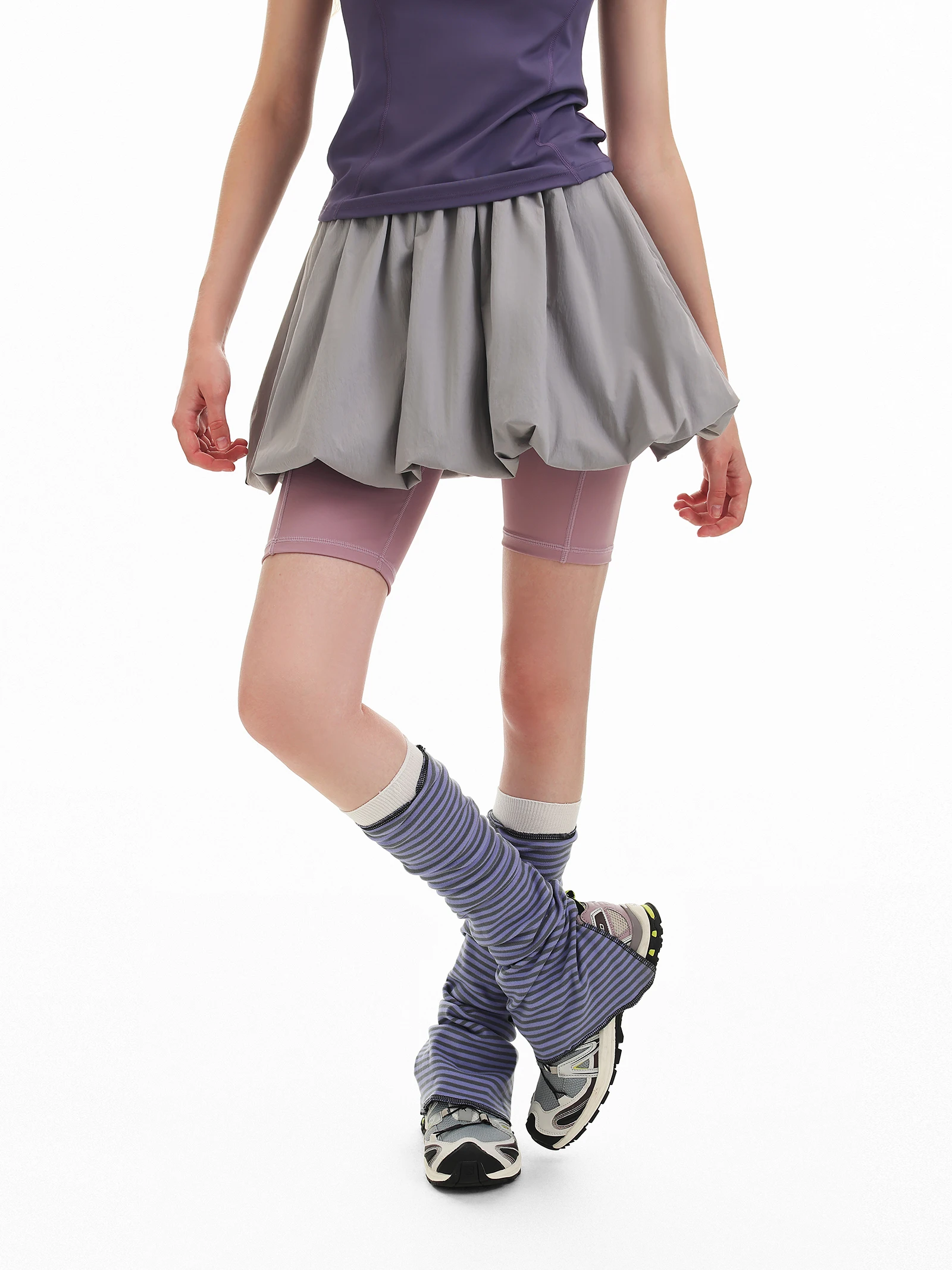 DSU Summer 2026 Women's Cloud Bud A-Line Short Skirt Puffy City Outdoor Style Nylon Fabric Polyester Elastic Fiber Lantern Skirt