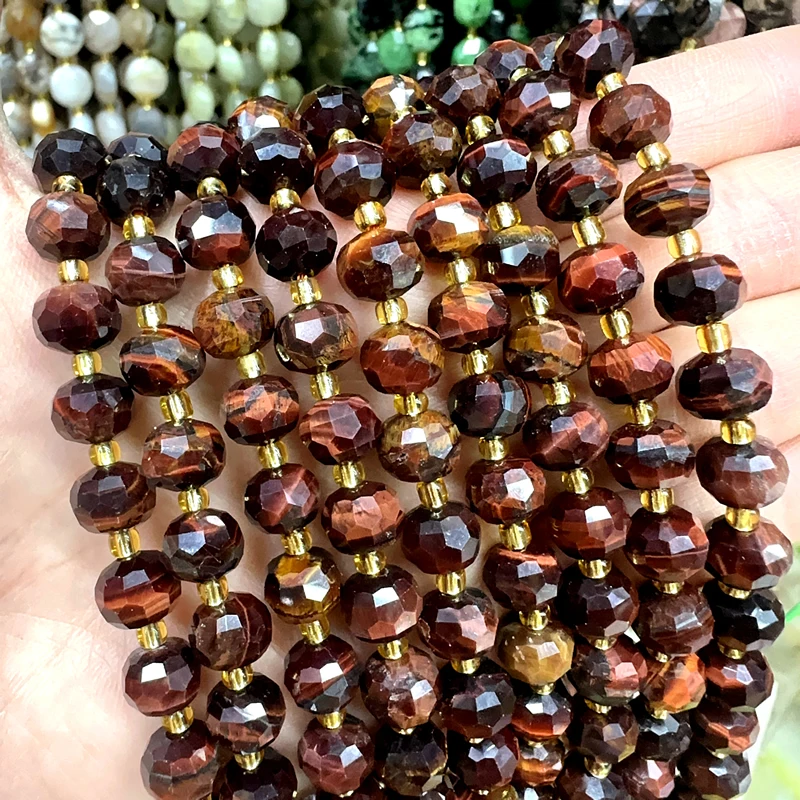 Neue 6X8MM Naturstein Amethyst Tigerauge Amazonit Kristall Eingelegte Radperlen DIY Schmuckherstellung Armband Halskette Zubehör – Detail 14