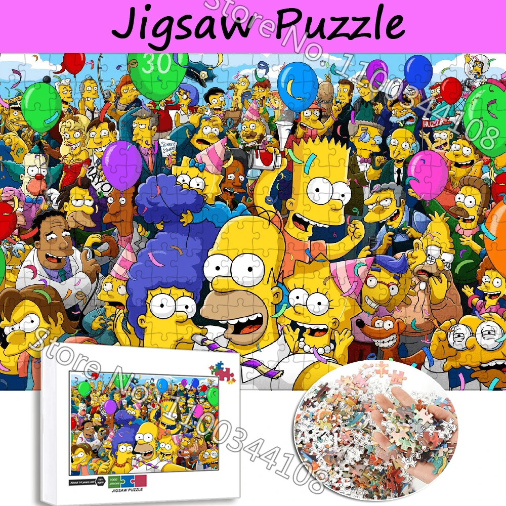 The Simpsons Jigsaw Puzzle Disney Movie 300/500/1000 Pieces Cardpaper Wooden Puzzles Handmade Gifts for Kids Decompression Toys