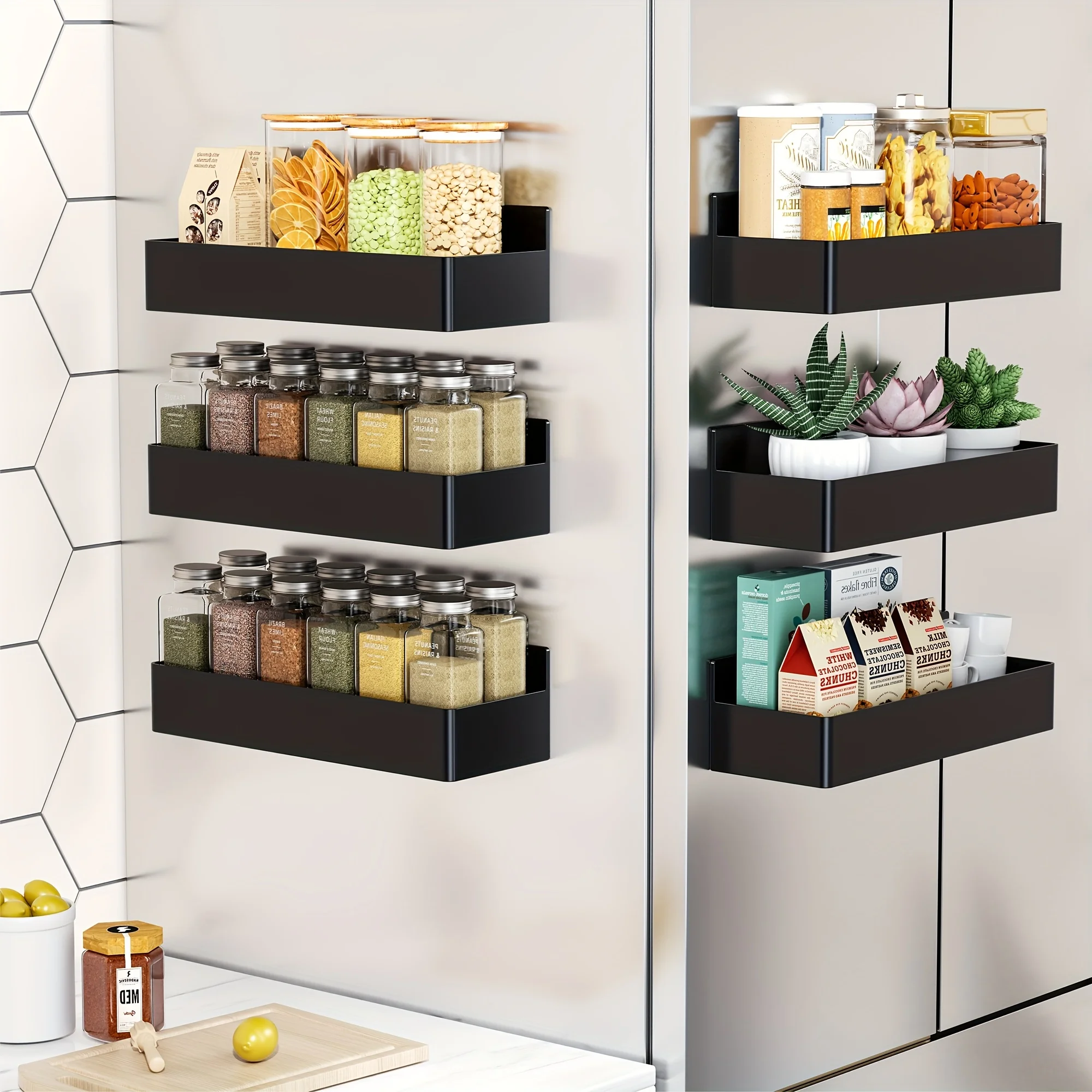 2pcs Magnetic Storage Rack Refrigerator/Washing Machine/Microwave Side Storage Rack Cabinet Strong Load-Bearing, Utility Racks