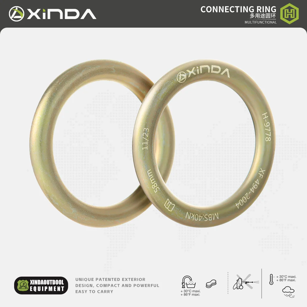 Xinda Outdoor 40KN Climbing Rappel Ring Rock Climbing Slackline Hammock Pack Mountaineering Rescue Belay Connector