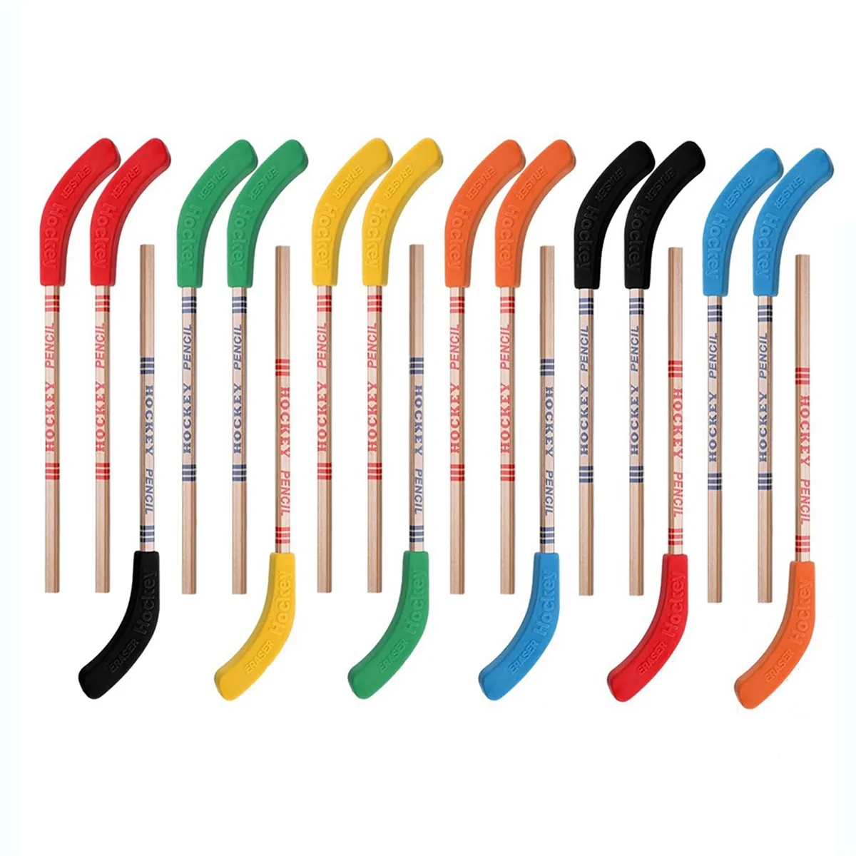 

18Pcs Hockey Pencils and Erasers -Hockey Stick Sports Theme Party Supplies, Fun Cool Pencils for Hockey Fans, Students