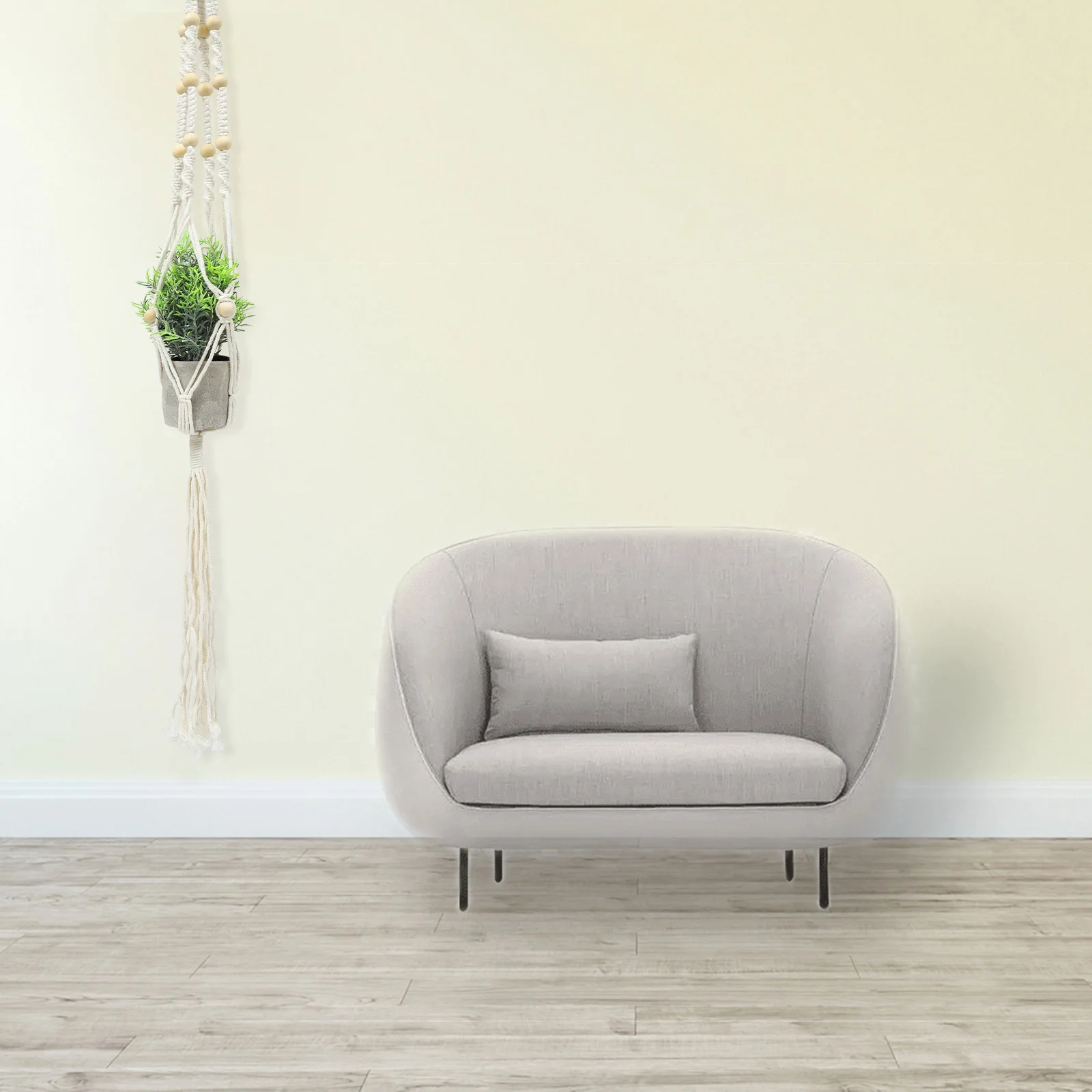 Confrontal-Pot de fleur en bois bohème, décor d'intérieur, cintre pour plantes, mur en macramé