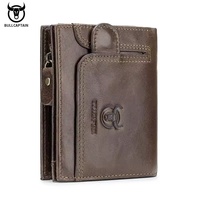100% Genuine Leather Men's Rfid Wallet BULLCAPTAIN Multifunctional Storage Bag Coin Purse Wallet Card Case High Quality