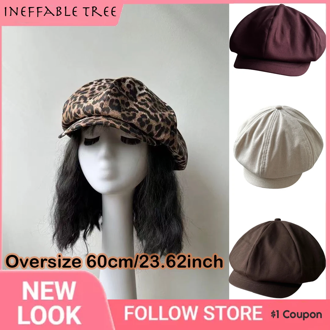 

60CM Oversized Cloud Beret Newsboy Hats for Women Men Duckbill Cap Casual Face-Slimming Octagonal Mushroom Headwear Caps Bonnet