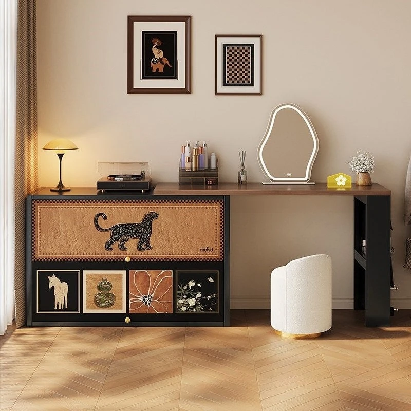 High-carbon steel vintage-style dressing cabinet integrated vintage master bedroom bed foot ironwork
