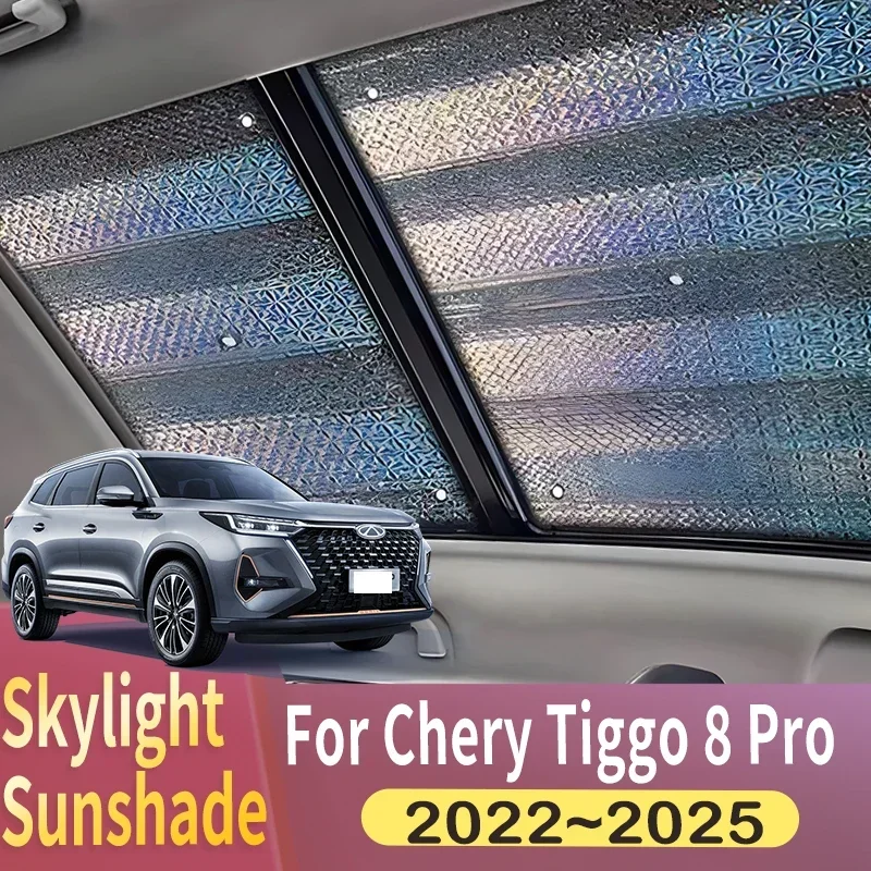 

Солнцезащитный козырек на крыше, подходит для Chery Tiggo 8 Pro 2022 ~ 2025 2023 2024, панорамная крыша автомобиля, 2X теплозащитный козырек, солнцезащитный козырек на окно, защита от УФ-лучей