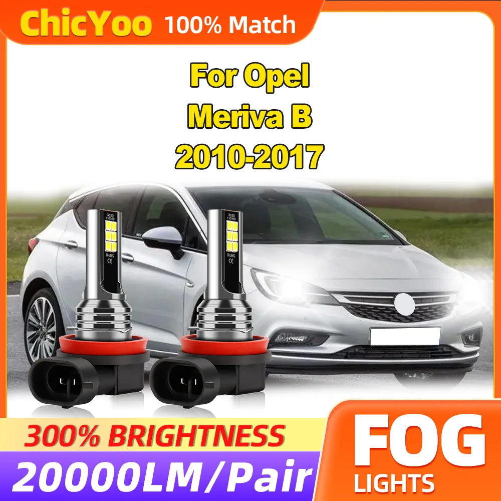 60W LED Fog Lamps 20000LM CSP Chips Car Fog Lights 12V 6000K White For Opel Meriva B 2010 2011 2012 2013 2014 2015 2016 2017