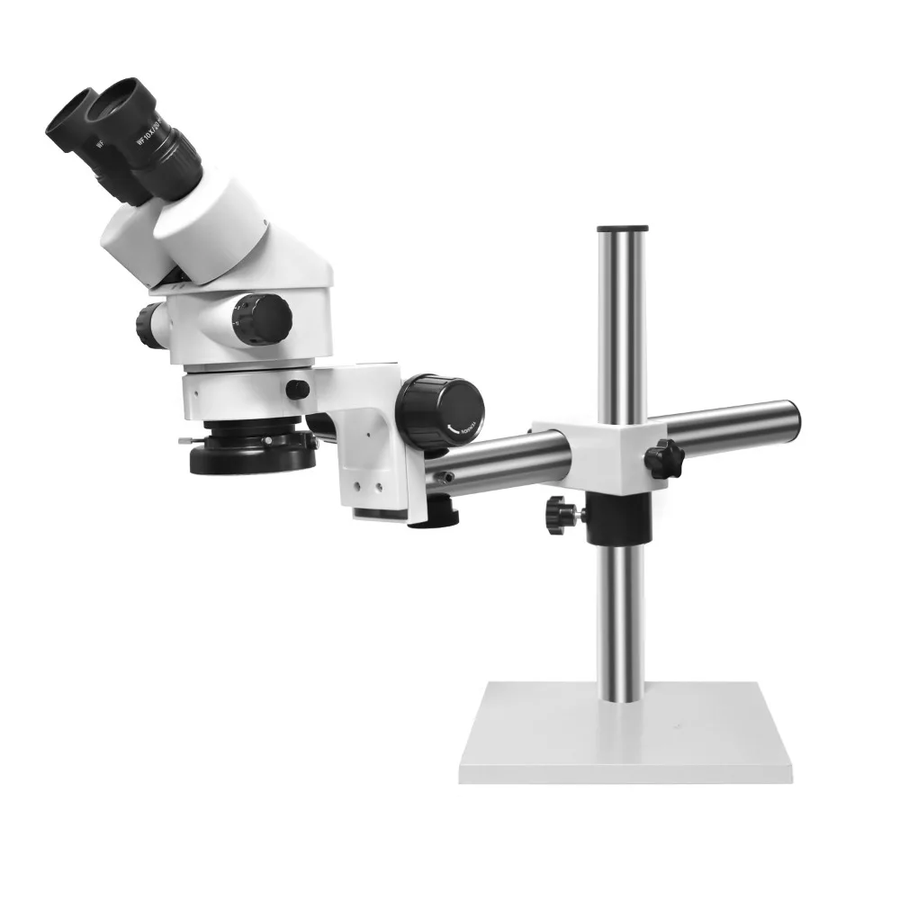 HH-MS02A Series Zoom Trinocular Stereo Microscope 7X-45X on Single Arm Boom Stand