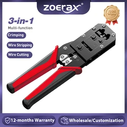 ZoeRax RJ45 Crimping Tool, All-in-one Ethernet Network LAN Cable Stripper Cutter Crimper Tool for 8P/RJ-45 & 6P/RJ-12, RJ-11