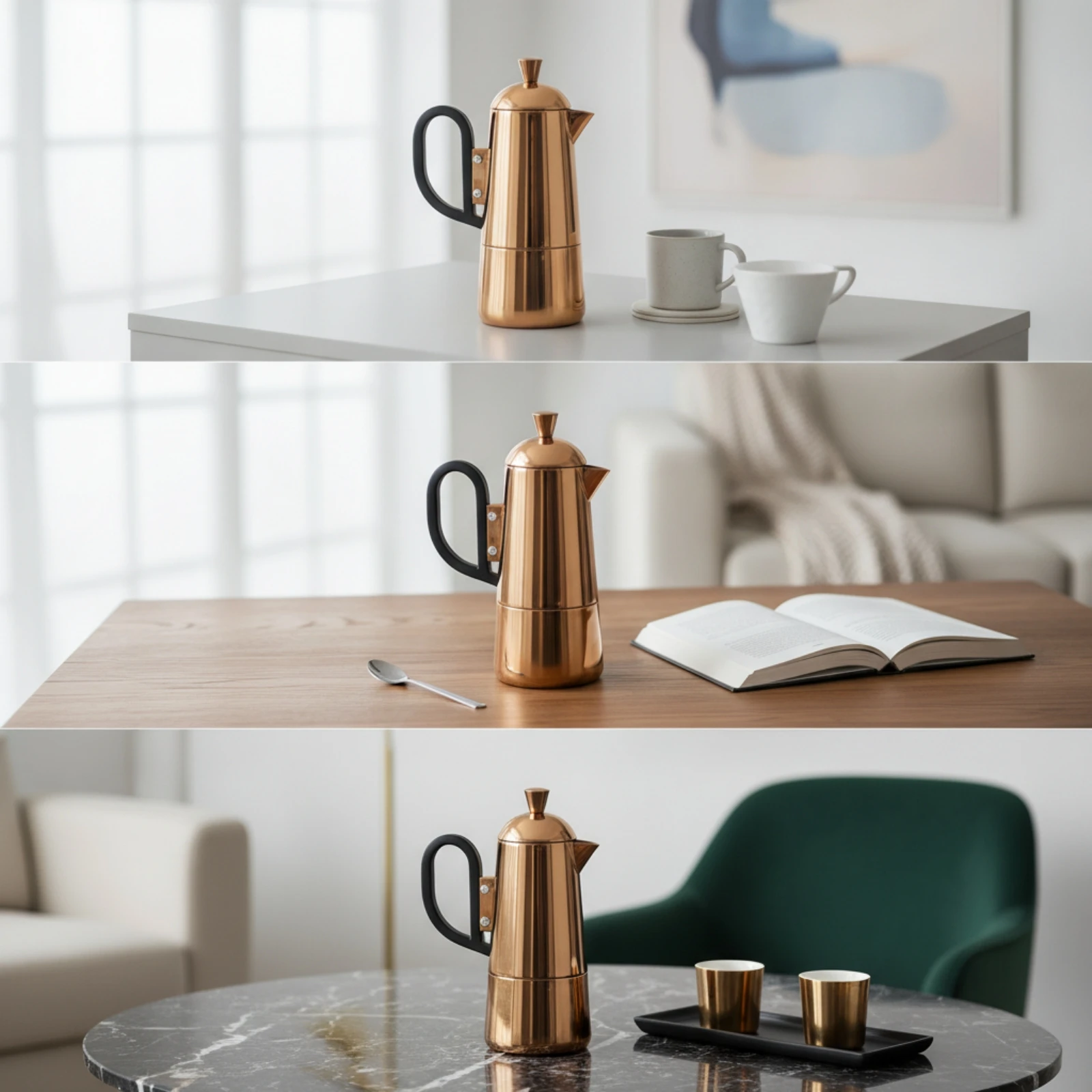 Coffee Pot with Black Handle Cylindrical Stainless Steel Coffee Pot Cezve Rust-Resistant Ibrik Portable for Minimalists