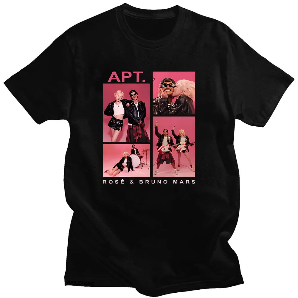APT ROSÉ و برونو المريخ تي شيرت للجنسين زوجين Harajuku الجمالية تي شيرت قصير الأكمام الجولة الرقبة التي شيرت Camisetas فاسق الملابس