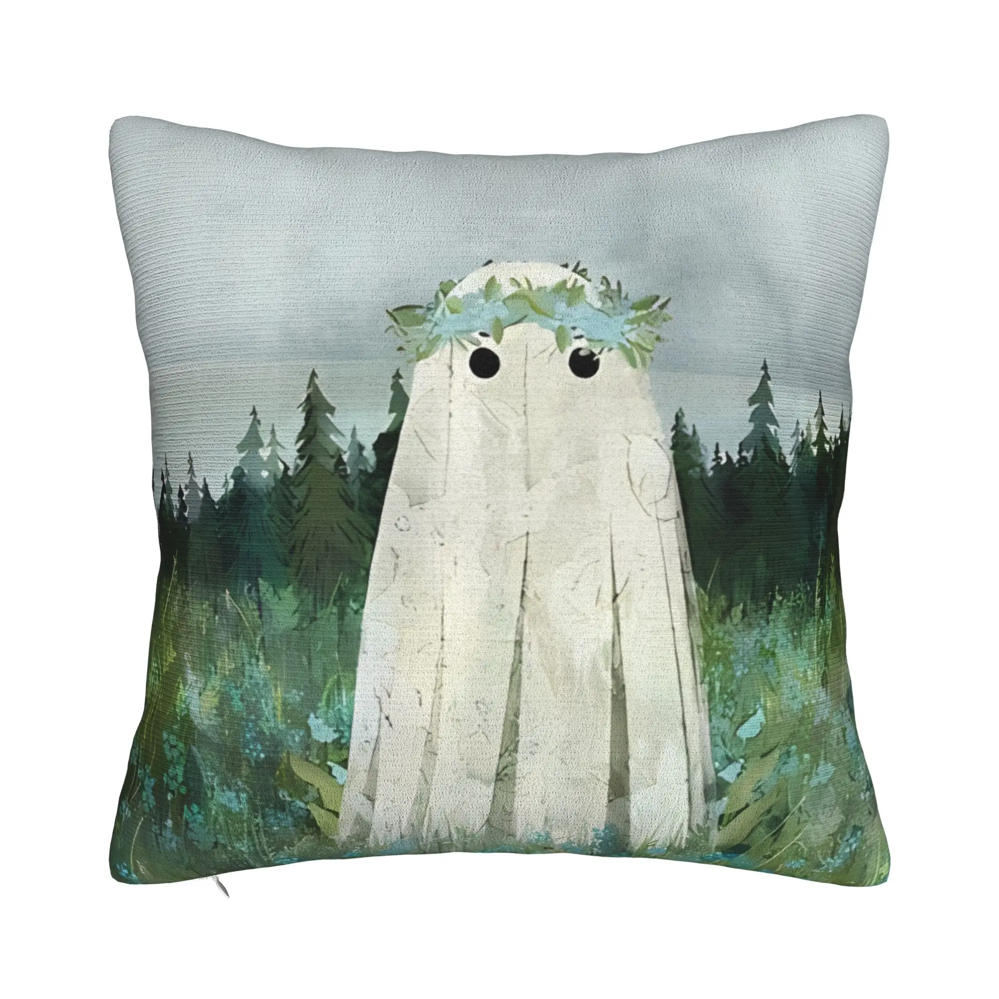 Forget Me Not Meadow Winter Holiday Farmhouse Home Deco G-Ghost Pillow Cover Zipper Closure