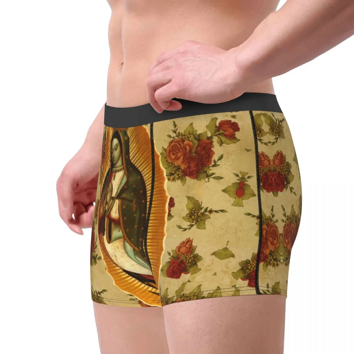 Mexican Virgin Mary Of Guadalupe Boxers Shorts Panties Men\'s Underpants Breathable Religious ChristianSaint Briefs Underwear