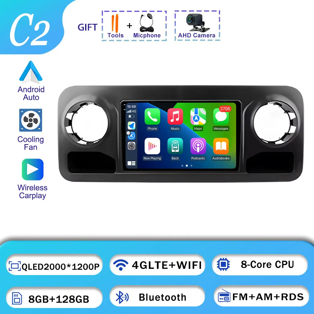 Voor Mercedes Benz Sprinter 2018-2022 Autoradio BT GPS Navigatie WIFI Stereo Multimedia Android 16 Draadloze Auto Speler carplay