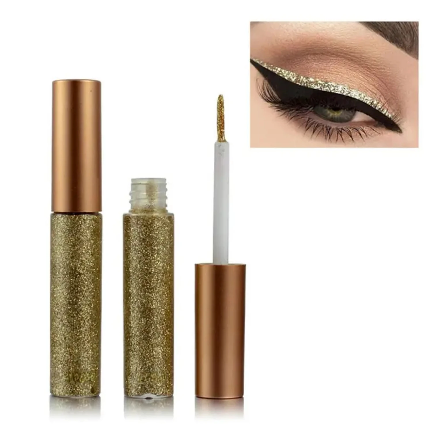 Bunter, perlmuttartiger, wasserfester Lidschatten mit mehrfarbigen Pailletten für einen lebendigen und schillernden Look. Sombras-Glitzer-Ougen