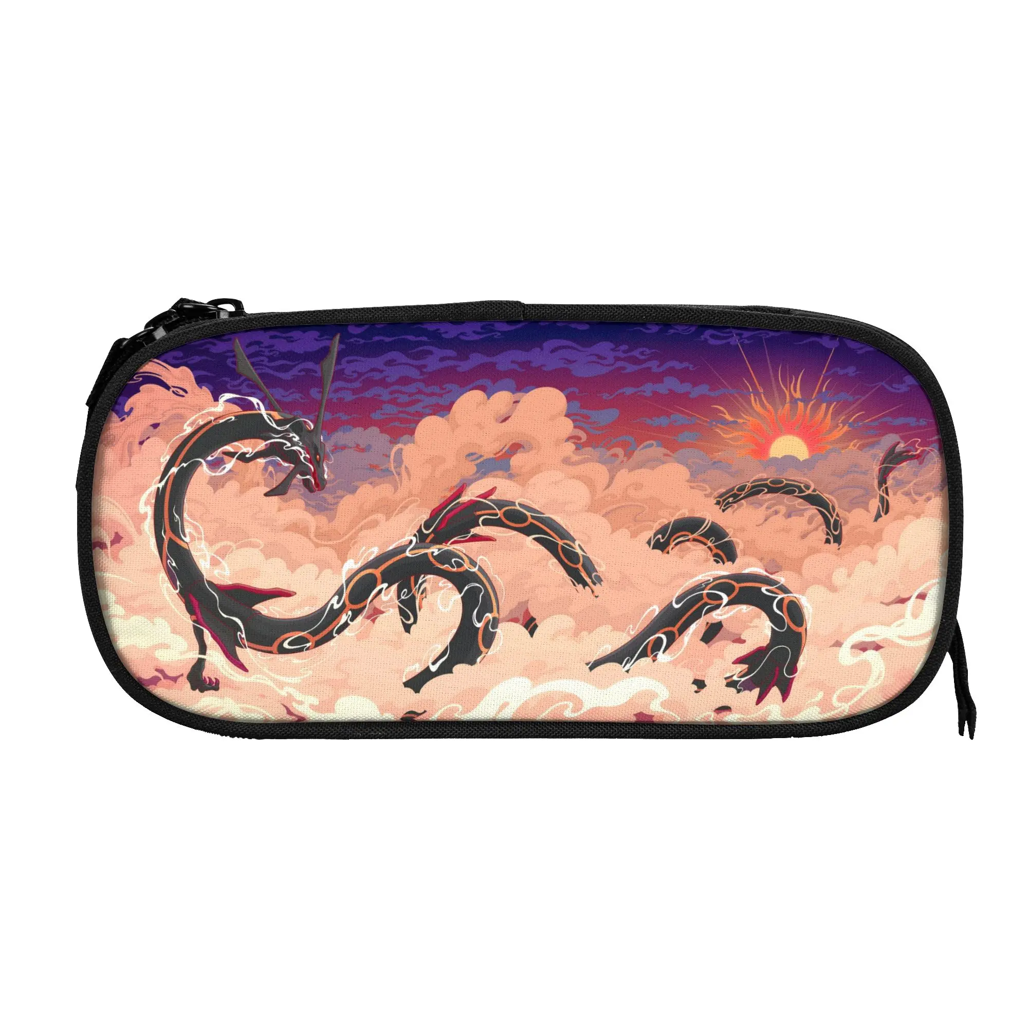Large Capacity Bags For Child Cartoon Rayquaza Cloud Sunrise Print Pokemon Theme School Pencil Bag For Boys Gilrs Kids