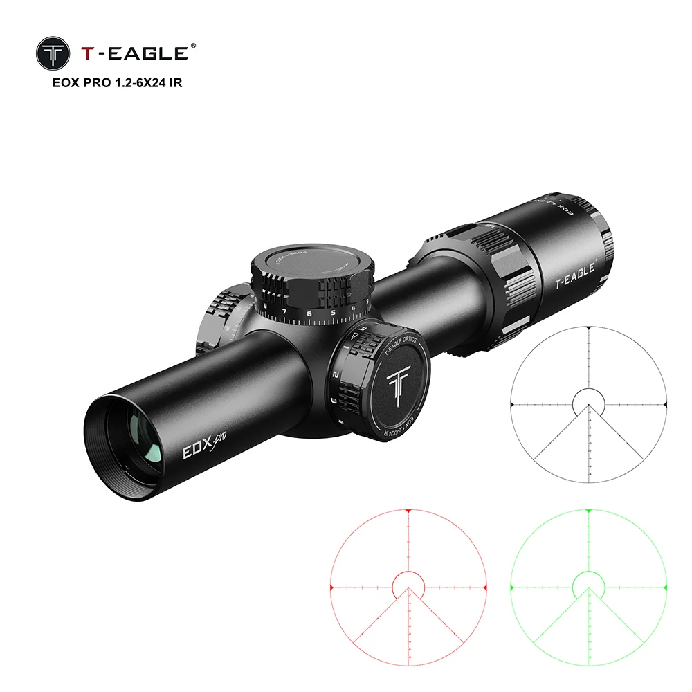 

T-Eagle EOX PRO 1.2-6X24 IR Tactical Riflescope Spotting Scope for Rifle Hunting Optical Airsoft Airgun Sight Red Green Light