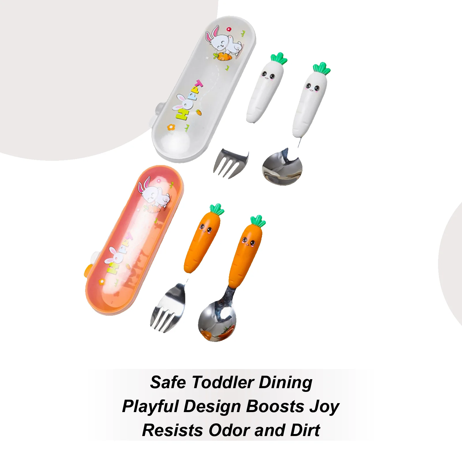 

Silverware for Toddler Stainless Steel Baby Feeding Silverware Kit with Storage Box Feeding Tableware Set Including fork And