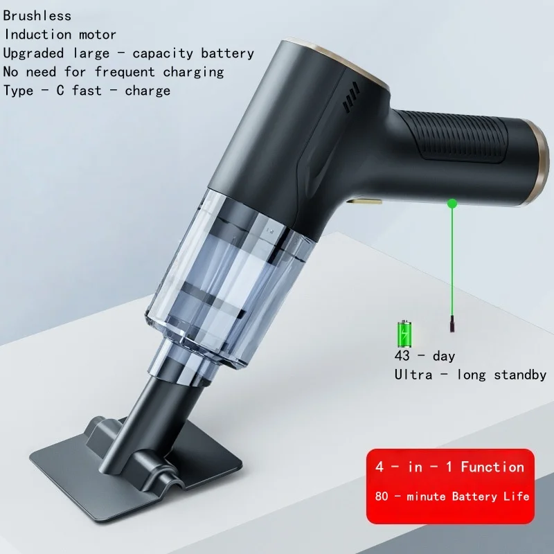 

Этот ручной портативный автомобильный пылесос поддерживает функции всасывания и выдува. Это беспроводная зарядка и доставка