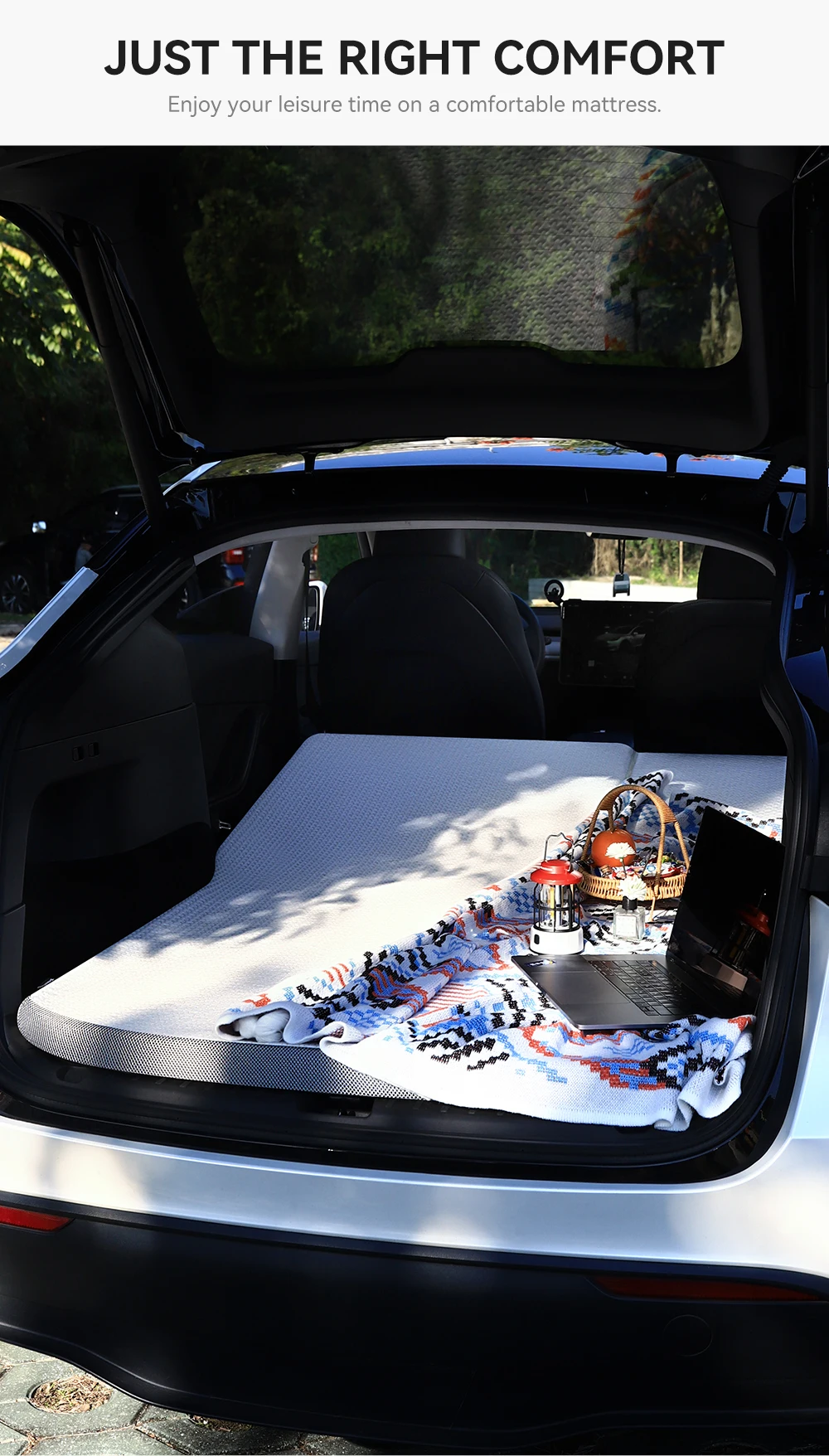 YZ Campingmatratze für Tesla Model Y 2021-2026, Memory-Schaum-Matratze, Reisebett, tragbar, im Auto schlafen, Outdoor-Camping – Detail 6