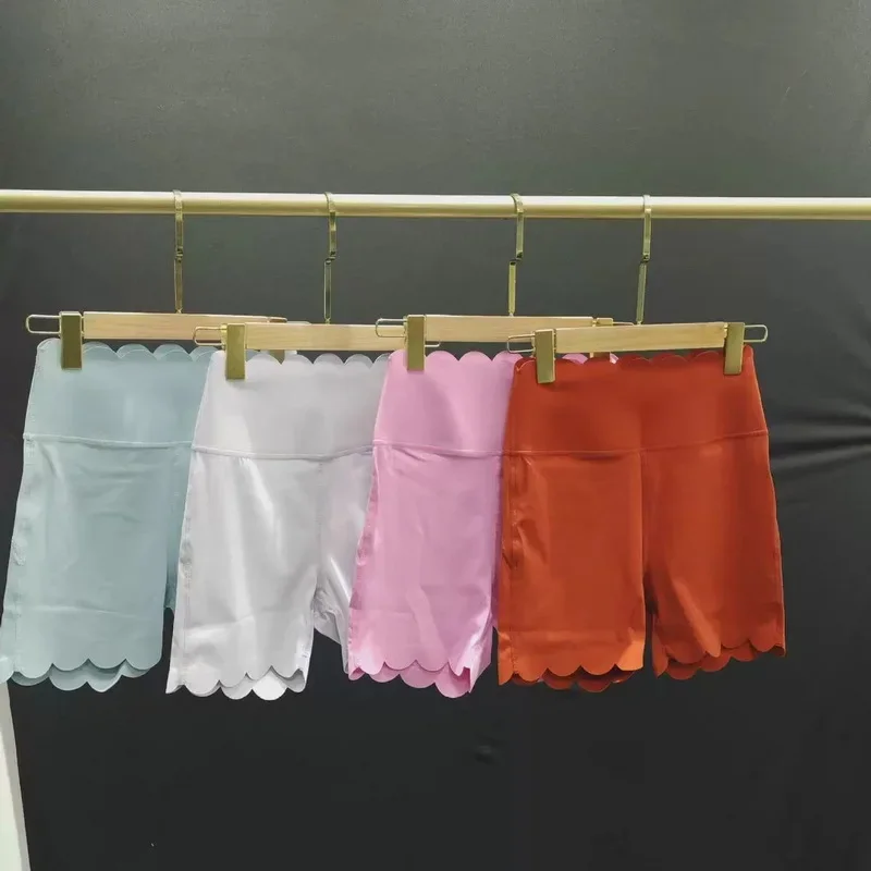 

wavy edge Gym Shorts Women Fitness Sports Biker Shorts Low Ribbed Band Yoga Shorts Workout Scrunch Butt Quick-drying Leggings