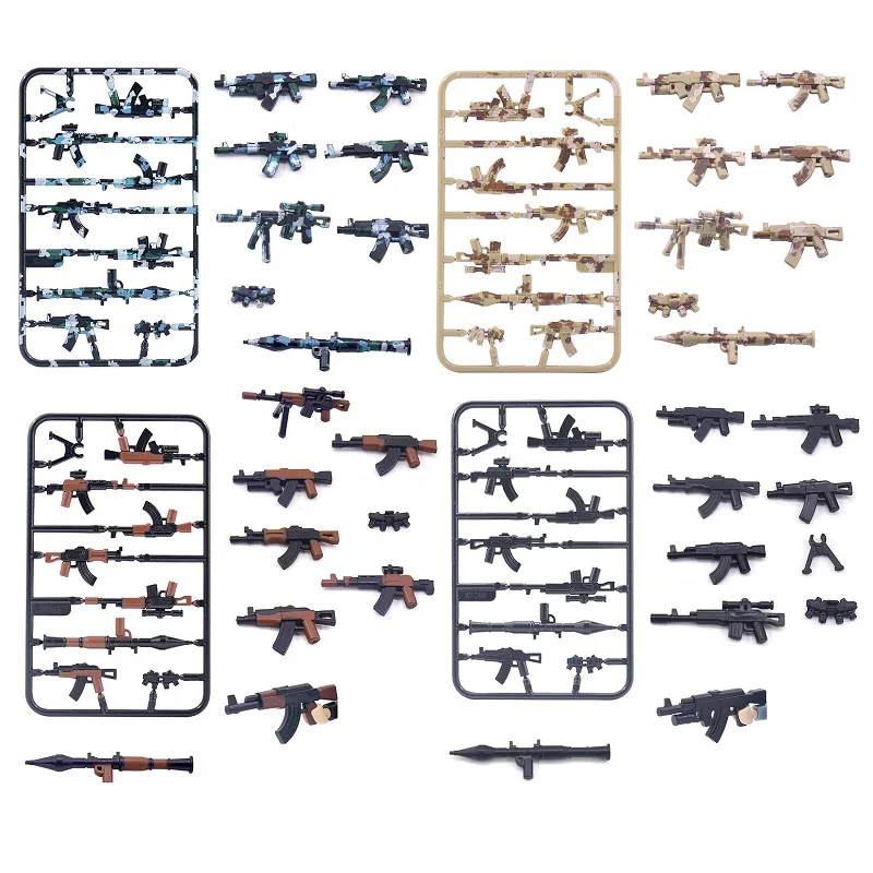 Military Camouflage Weapons Pack MOC Mini Action Figures SWAT Special Forces Soldier Guns Parts Police Army Building Block Toys