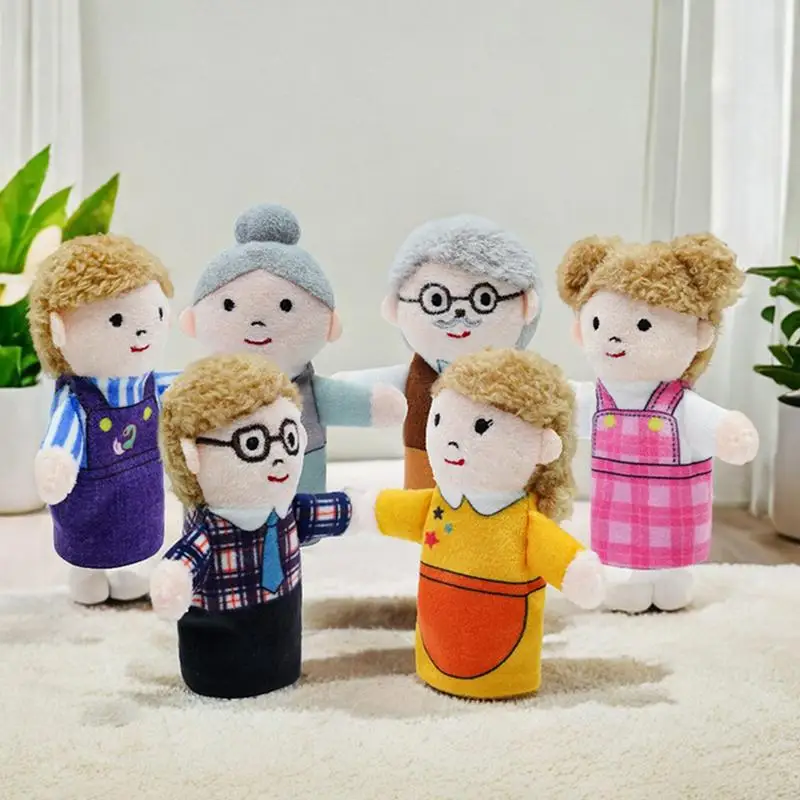 Finger Puppets for Kids Cartoon Family Plush Finger Puppets Comfort Early Educational Toy with Smooth Edges for birthday Gift