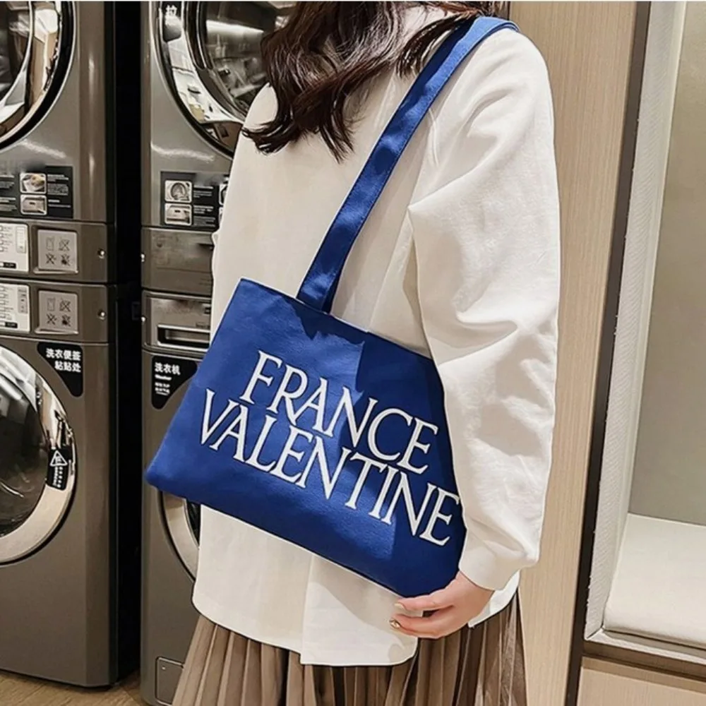 

New Canvas Storage Bag Letter Wear-resistant Tote Bag Korean Style Large Capacity Large Handbag Female
