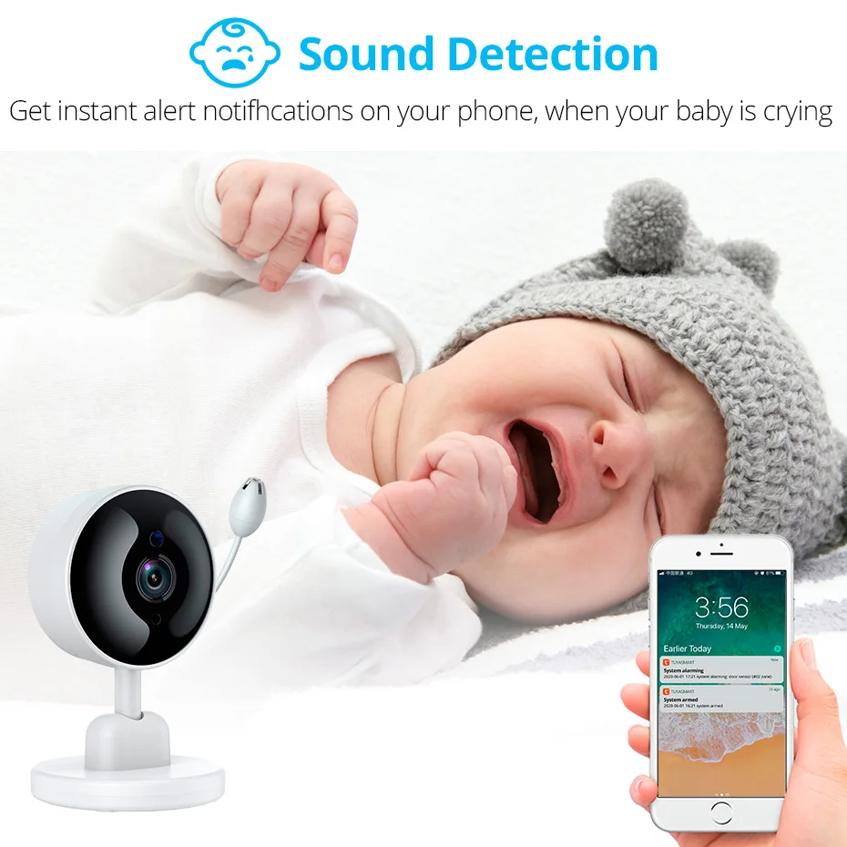 

Беспроводная детская камера KERUI, радионяня Tuya Smart APP, удаленная камера наблюдения с обнаружением температуры/звука, ночное видение